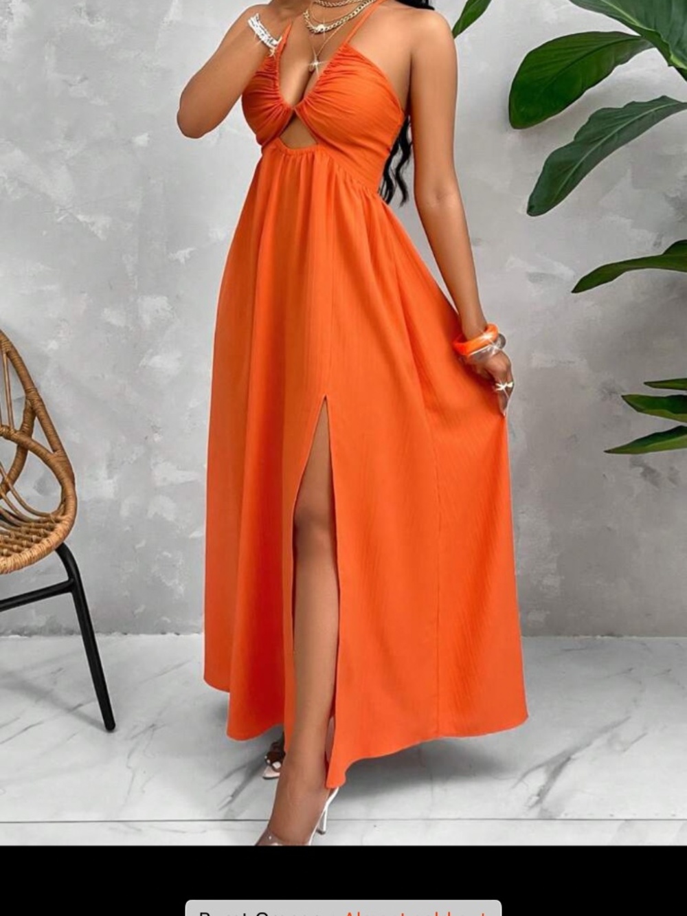 Orange Cutout Maxi Dress – Tie Front Strappy Summer Dress